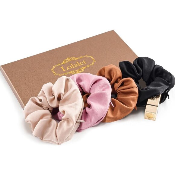Accessories - Versatile 4 PCS Hair Scrunchies with Zipper Pocket for On-the-Go Essentials